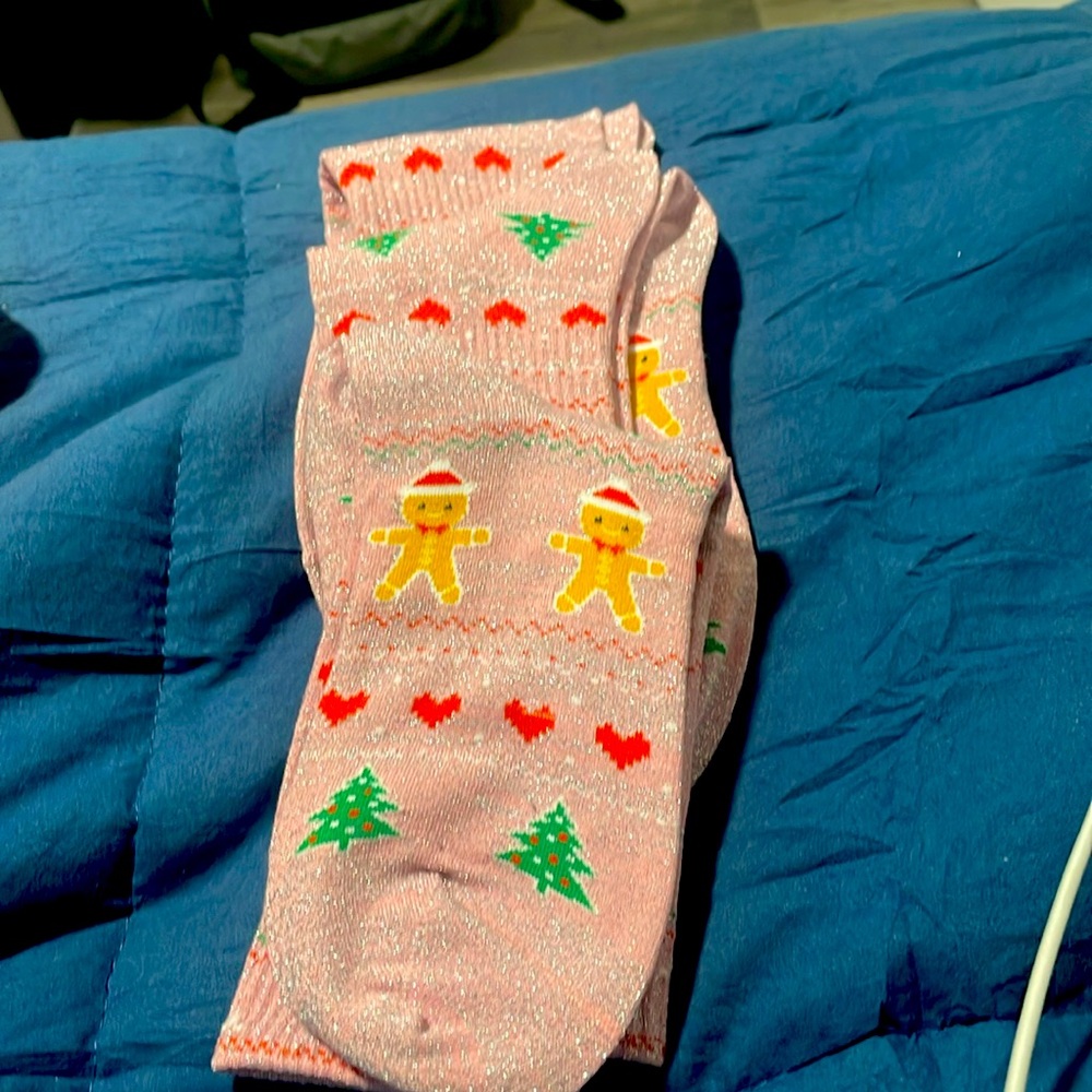 Gingerbread kids sparkly socks